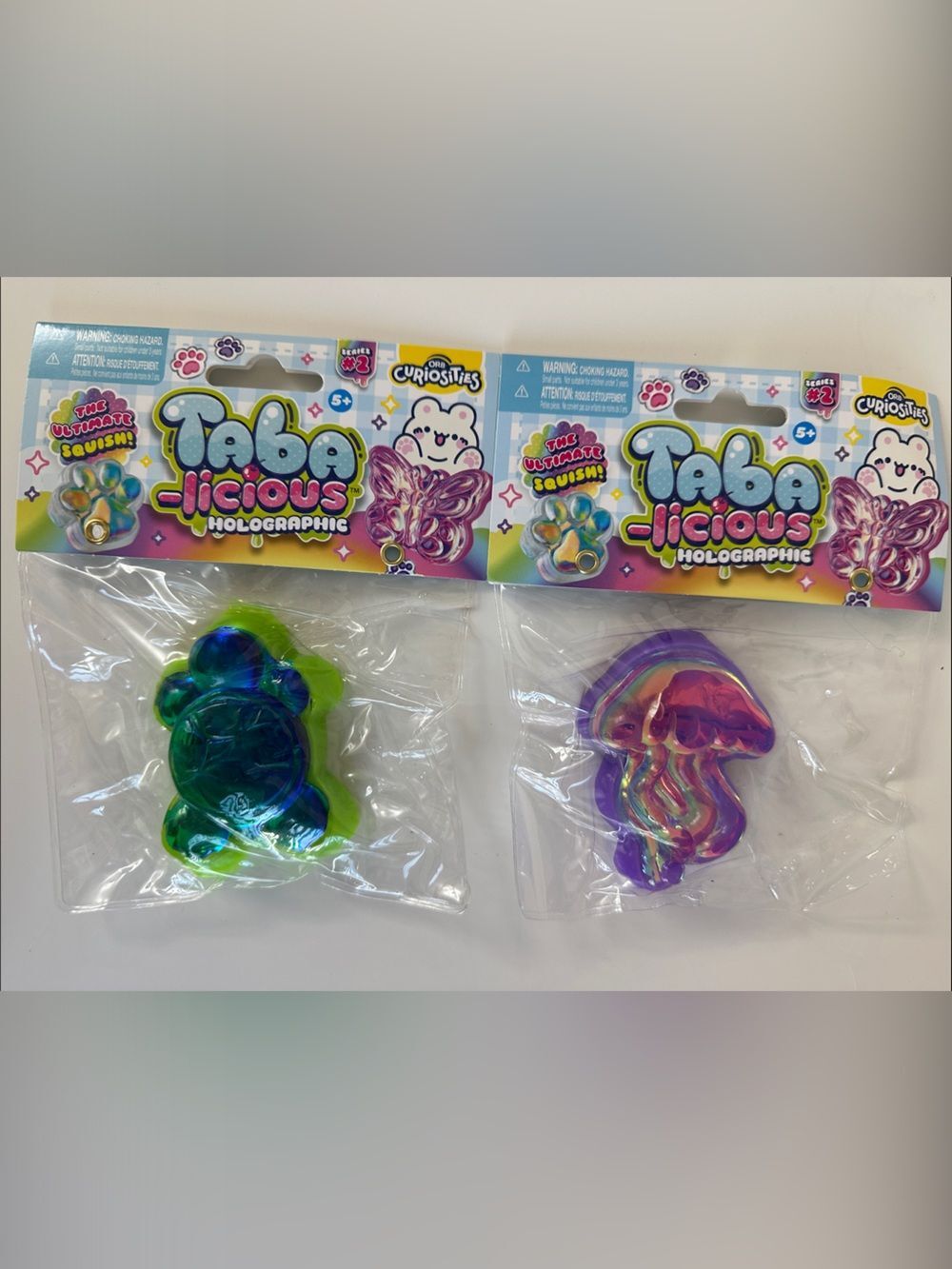 Taba-licious HOLOGRAPHIC TURTLE & JELLYFISH Squishy Squish Fidget Orb Toys- NEW